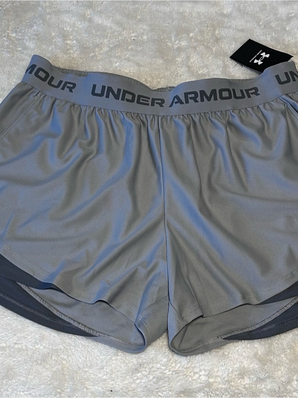Under Armour Light Gray Performance Shorts with Logo Waistband